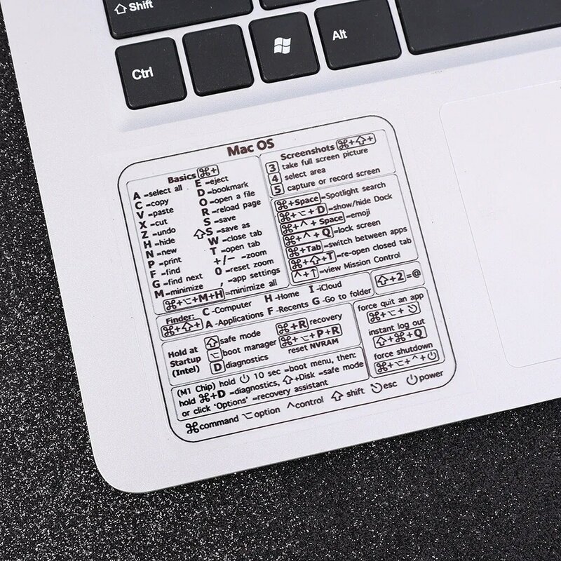 Pegatina de atajo para teclado de ordenador Windows, calcomanía transparente adhesiva para Macbook OS, atajos de escritorio para computadora portátil