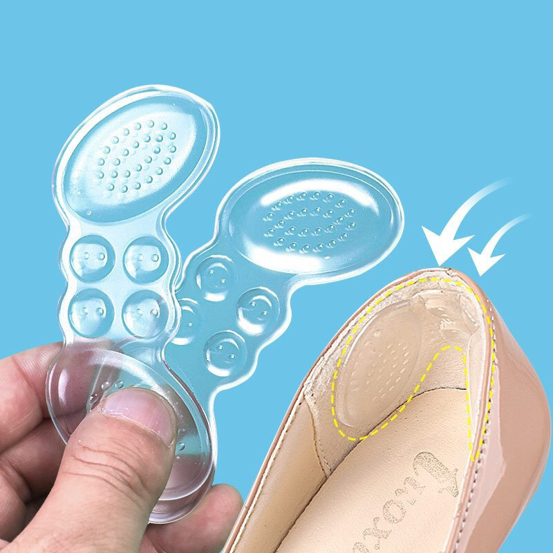 Bantalan sepatu Gel silikon untuk wanita, 2 buah stiker sisipan perawatan kaki Relief pelindung kaki sol dalam sepatu berperekat ukuran dapat disesuaikan