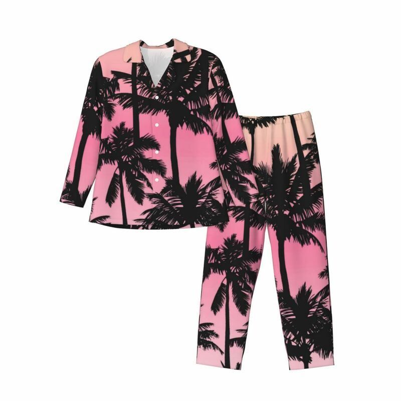 Conjunto de pijama masculino com 2 peças, estampa de sol e praia, palmeira, pijamas macios, pijamas grandes soltos, gráfico, presente de aniversário, outono