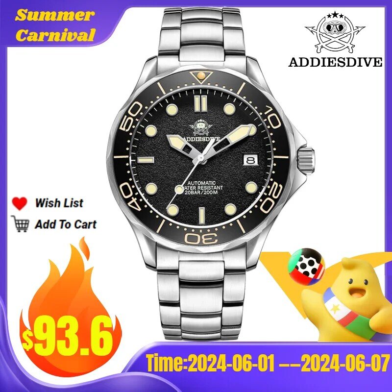 Diesdive-男性用防水時計、c3、超発光、サファイアクリスタル、自動機械式時計、200m、nh35