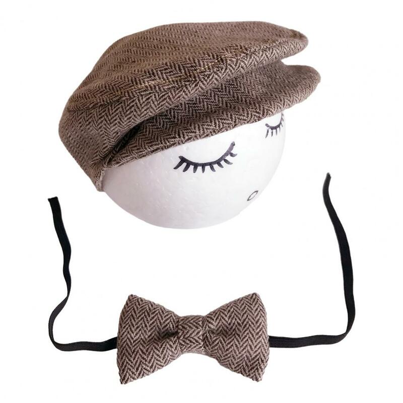 طقم قوس قبعة متعرجة لحديثي الولادة ، قبعة بلغت ذروتها ، ربطة عنق ، دعامة تصوير ، قابلة للتعديل ، خفيفة الوزن ، جيدة التهوية ، ملابس
