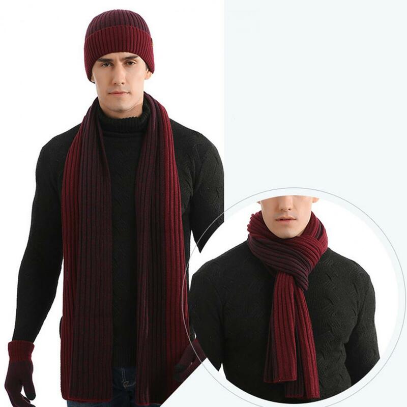 Women Hat Scarf Gloves Set Ultra-thick Winter Beanie Hat Long Scarf Touchscreen Gloves Set Super Soft Windproof Winter for Men