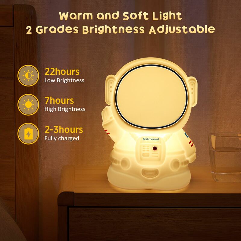 Czujnik nocnej światło dotykowy astronauty z możliwością ładowania toaleta wc światła nocnego z możliwością przyciemniania pokoju dziecięcego LED lampka nocna prezent na Boże Narodzenie
