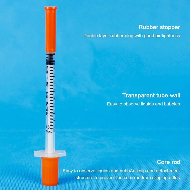10Pcs 1ml Disposable Veterinary Syringe Plastic Sterile Syringe Orange Cap With Needles For Pet Farm Animal Cattle Sheep Horses