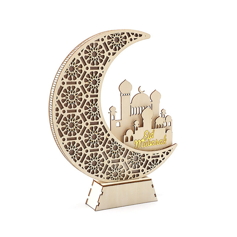Eid Crafts-Veilleuse LED en forme de lune, décoration de table islamique pour chambre à coucher, salon, cadeaux de fête à la maison
