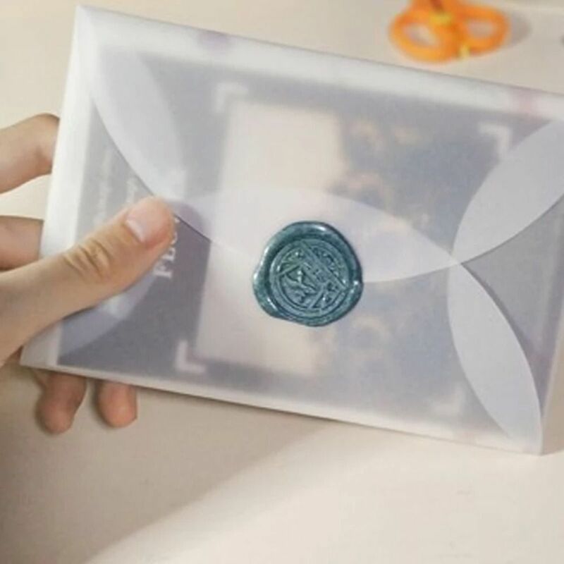 Envelope transparente com fecho, envelope de papel translúcido DIY, tamanhos multifuncionais, saco do presente, 5pcs