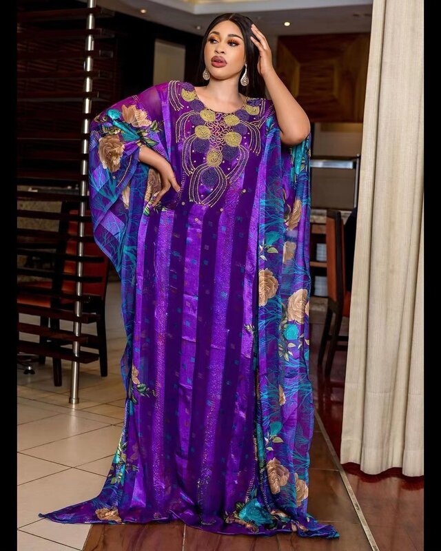Manto impresso de lantejoulas africano frisado para mulheres, vestido longo muçulmano, Novo, Oriente Médio, 006 #, 2023