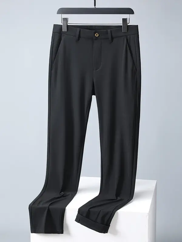 2024 neue Sommer Männer lange Hosen atmungsaktiv gestreckt Spandex Nylon schlanke dünne Chinos männliche Business formelle Straight Suit Hose