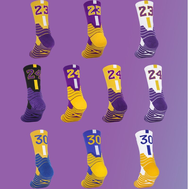 Calcetines de baloncesto de élite para hombre, Kobe Bryant, deportes, niño y niño, bolas de Jordan, toalla de tubo medio para entrenamiento