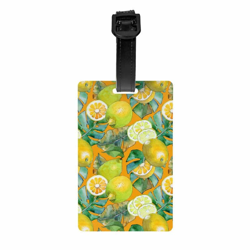 Azulejos Mediterráneo personalizados, Etiquetas de equipaje para maletas, cubierta de privacidad, tarjeta de identificación con nombre, fruta, naranjas, limones, Verano