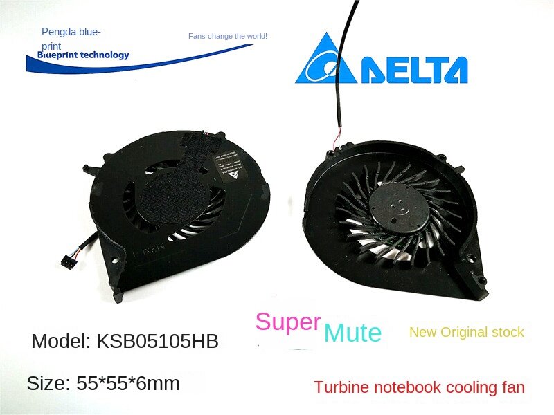 Nieuwe Mute Ksb 05105hb 5506 5.5Cm Notebook 5V Turbine Pwm Uitlaat Cpu Koelventilator