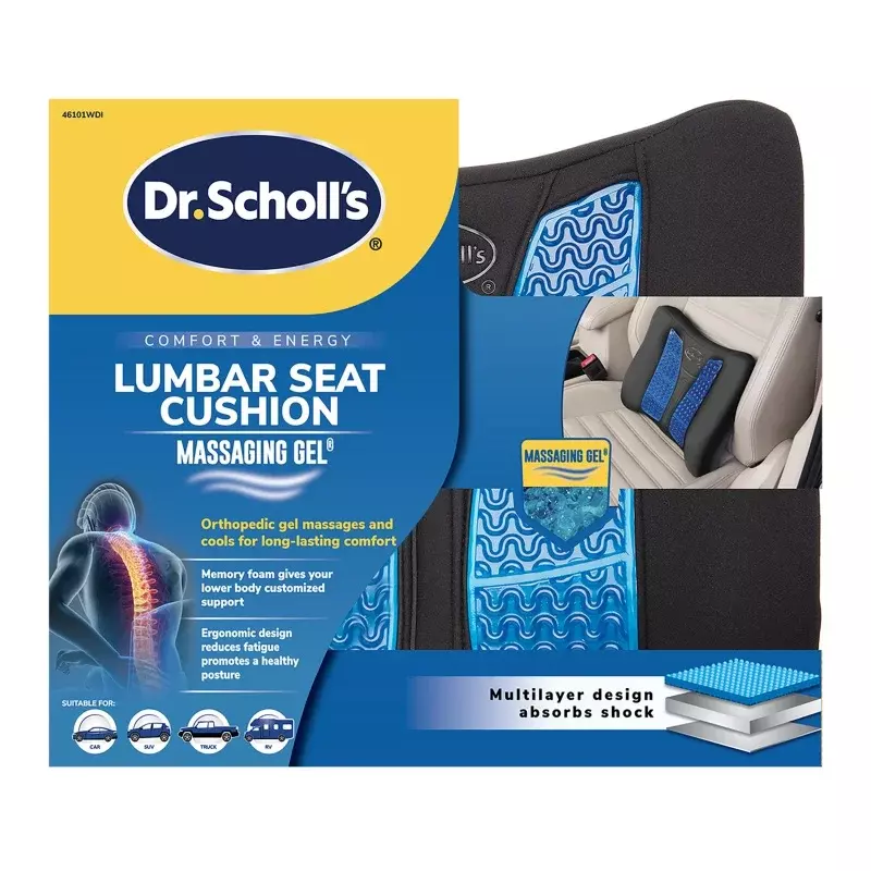 Dr. Scholl's-cojín de asiento Lumbar, Gel de masaje negro, 46101WDI, 2,38 lb