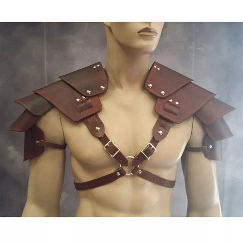 Armatura della spalla del guerriero medievale gladiatore Samurai Knight pauldron cintura in pelle PU armatura Costume Cosplay puntelli del palcoscenico del partito