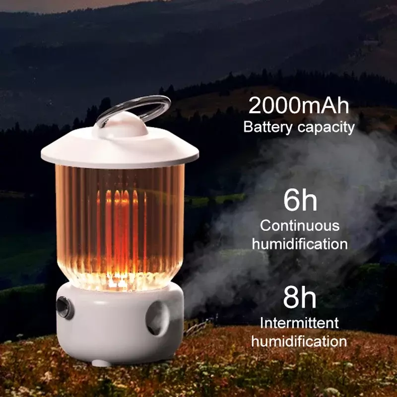 MI-Humidificateur d'air portable sans fil, diffuseur d'arômes, hydratant, lumière de camping, pulvérisateur extérieur, USB, 260ml, 2000mAh