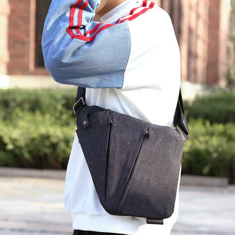 Men Shoulder Bag Adjustable Strap Portable Large Capacity Hidded Zipper Closure Tear-resistant Anti-theft Chest Bag