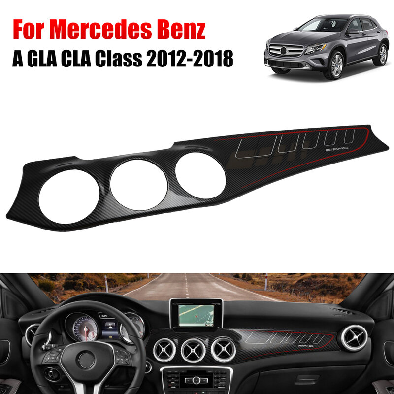 Car Dashboard Console Panel Trim Sticker For Mercedes-Benz A GLA CLA 2012-2018   Air Outlet Instrument Trim Cover Carbon Fiber