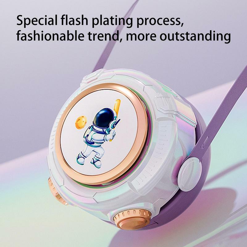Portable Fan With Neck Lanyard USB Fan Portable 3-Speed USB Fan Cute Cartoon Design With Silent Operation For Travel Beach
