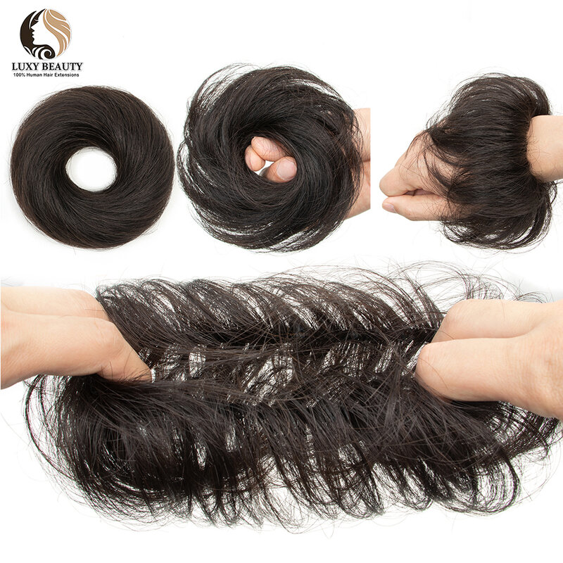 Menselijk Haar Broodjes Paardenstaart Haarstuk Braziliaanse Haarstukken Knot Voor Vrouwen Scrunchies Updos Donut Chignon 100% Human Hair Extensions