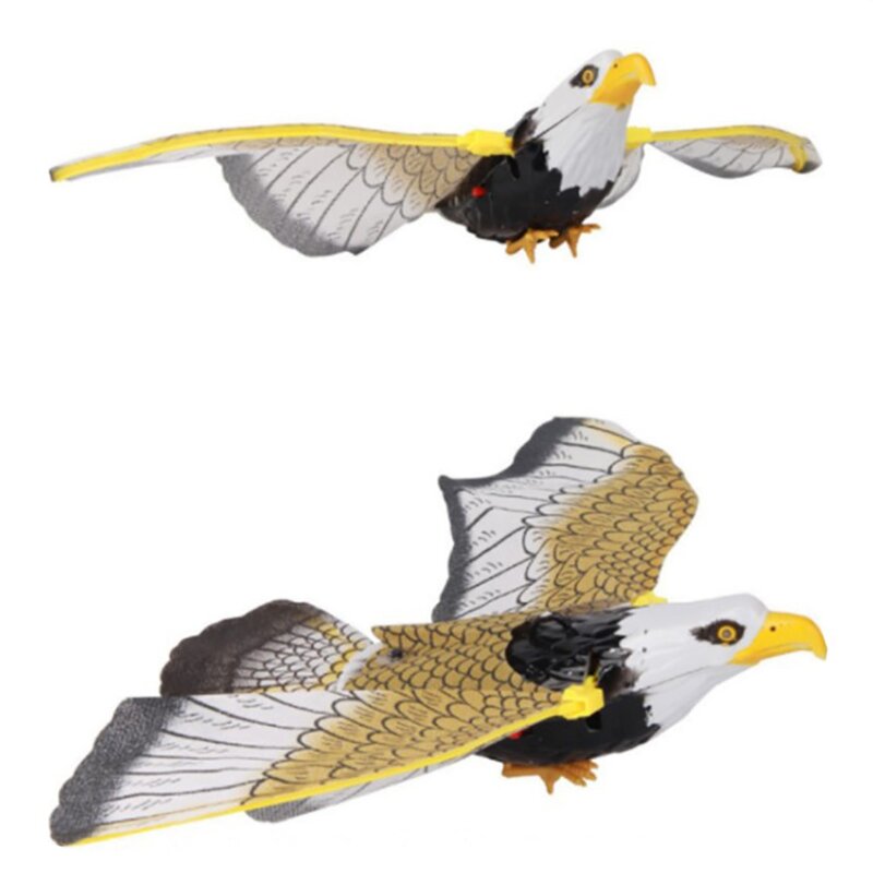 Burung bercahaya dengan musik simulasi listrik gantung elang terbang Scarer dekorasi taman portabel mainan proyeksi