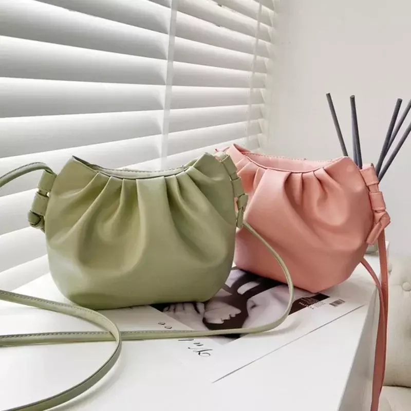 Модная женская сумка через плечо BEM01, Новое поступление, Женская однотонная плиссированная Дизайнерская Женская мини-сумка на молнии с облаком