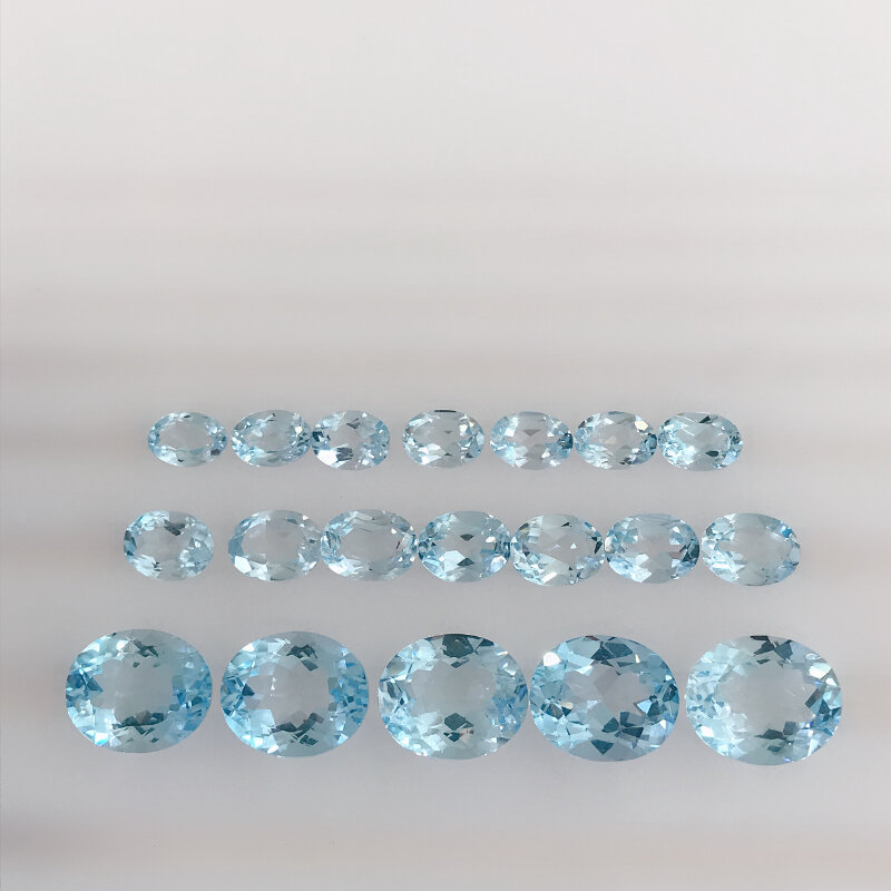 Penjualan Laris Batu Topas Alami Batu Longgar Potongan Permata Biru Langit Penuh Api Dapat Disesuaikan Perhiasan Pribadi