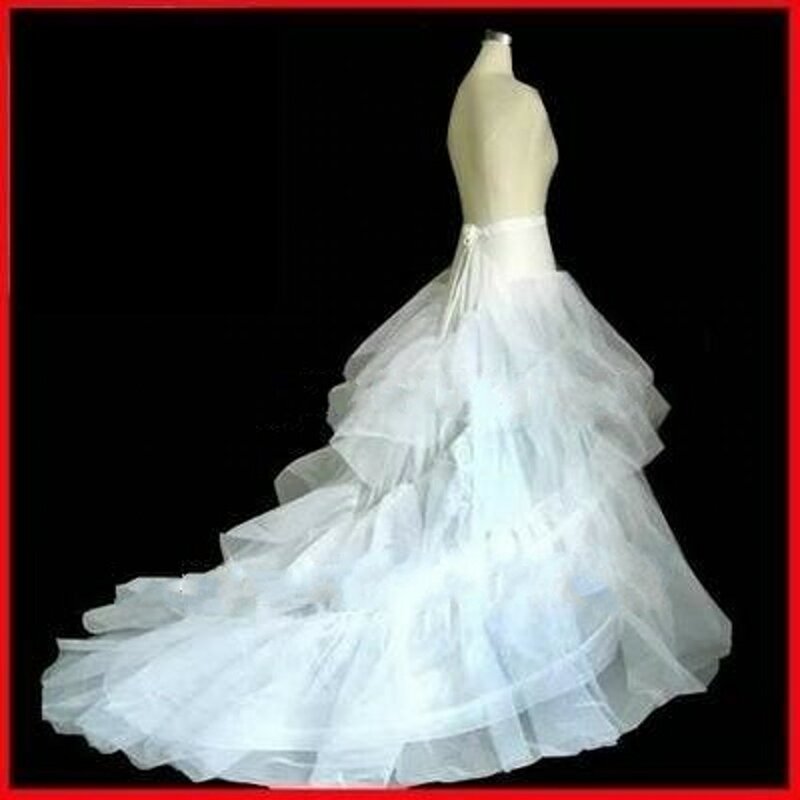 La migliore vendita a buon mercato design unico nuovo abito da sposa bianco treno sottoveste crinolina sottogonna 3 strati