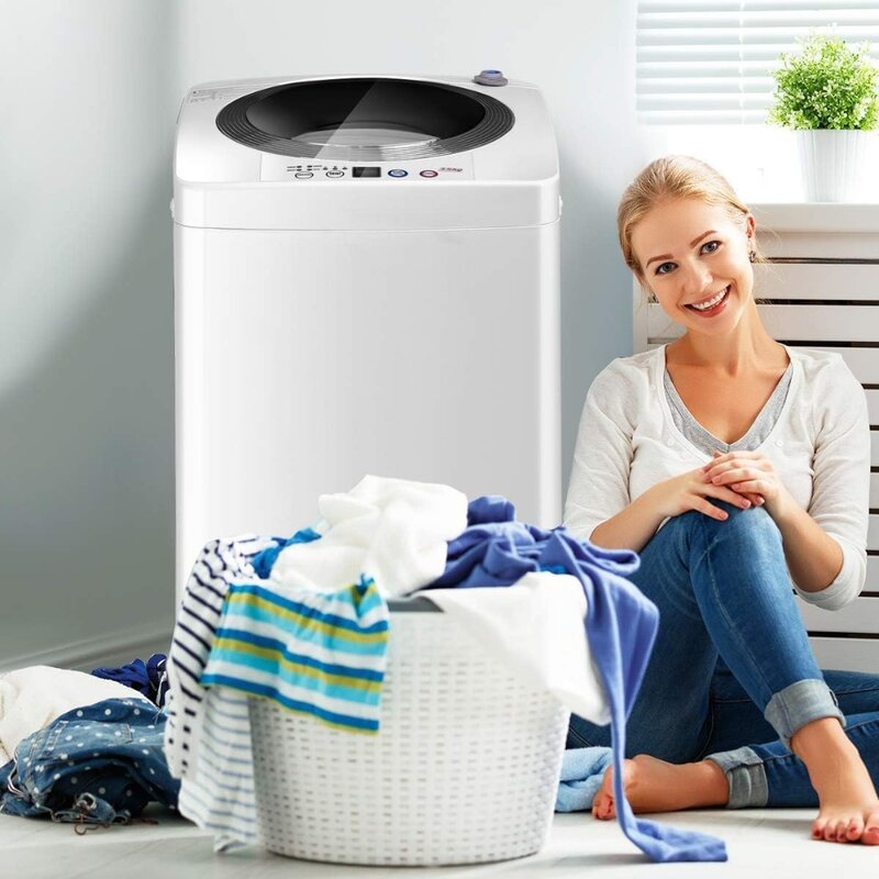 Máquina de lavar automática completa, lavadora e spinner combo, dreno de bomba embutido, 8 lbs capacidade, máquina de lavar compacta e portátil