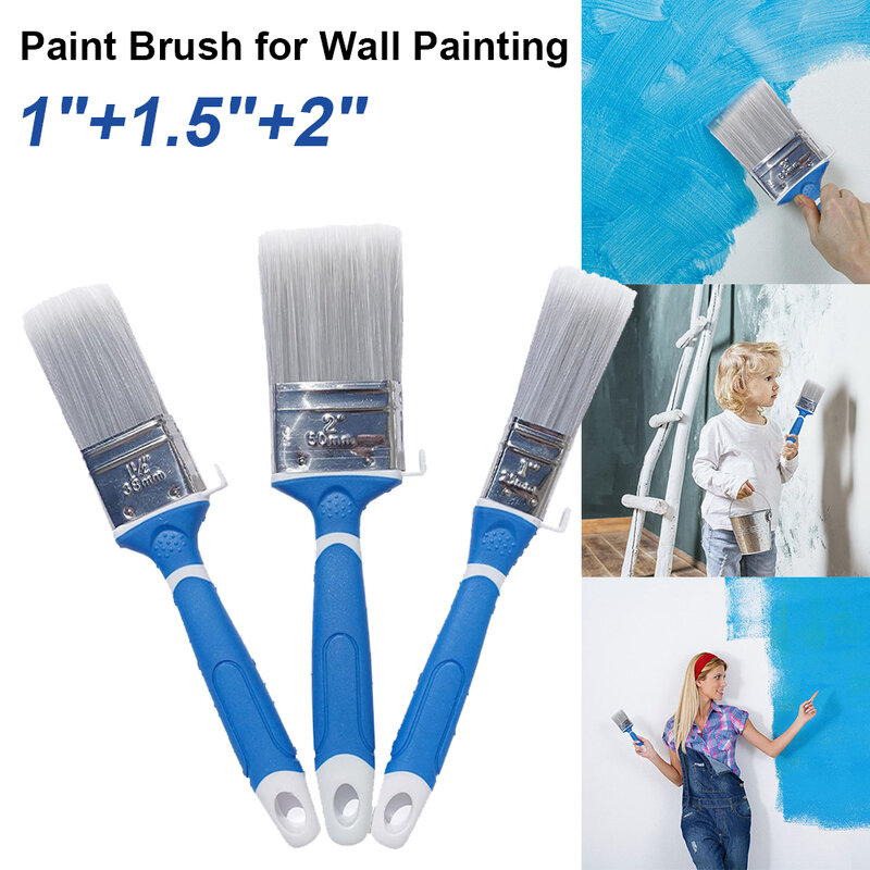 Pincel plano para pintura de pared, mango de goma Para manchas de pintura a base de agua, barniz, revestimiento Interior y Exterior
