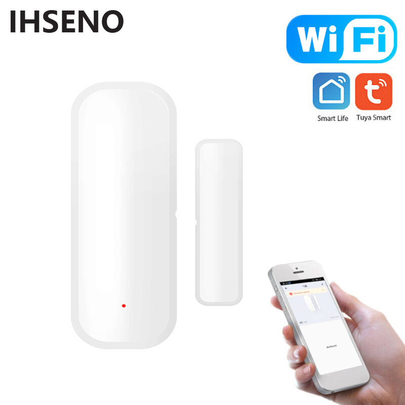 IHSENO-Sensor de ventana y puerta inalámbrico Tuya, Detector de apertura/cierre, Control de vida inteligente a través de Alexa y Google Home