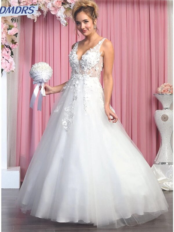Sexy Deep V-neck Evening Dress 2024 Elegant Backless Prom Gown Charming A-line Evening Gowns Vestidos De Novia