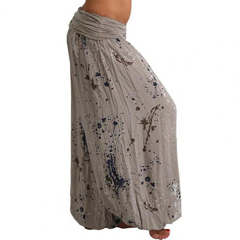Pantalon sarouel à imprimé numérique pour femme, jambe large, entrejambe profond, taille basse, décontracté, rétro, sport, yoga, confort