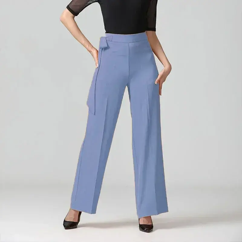 Pantalones elásticos de cintura alta para mujer, pantalones transpirables informales con Lazo de cinta, a la moda, primavera y otoño