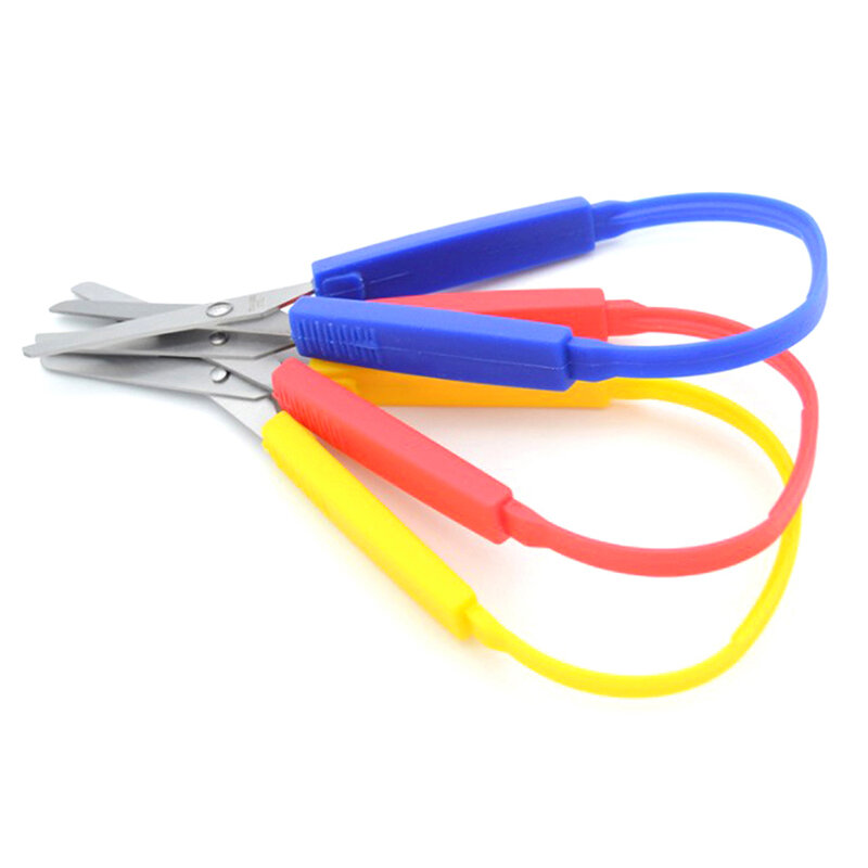 Colorful Grip Student Kid Safe Mini Stainless Steel Loop Scissors DIY Art Craft Paper Cutting Stationery School Home Office Tool