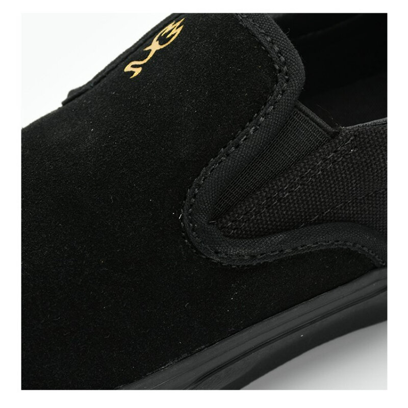 Joiints Vulcanized รองเท้าสีดำทั้งหมด Slip-On ผู้ชายสเก็ตบอร์ดรองเท้าหนังรองเท้าผ้าใบ Suede Outsole ยางทนทาน