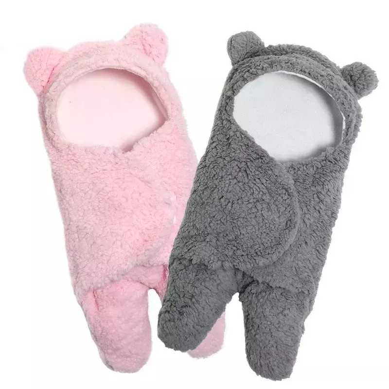 Baby Sleeping Bag, Autumn and Winter Newborn Blanket Cotton Plush Thick and Warm Ultra Soft Flannel Sleeping Bag
