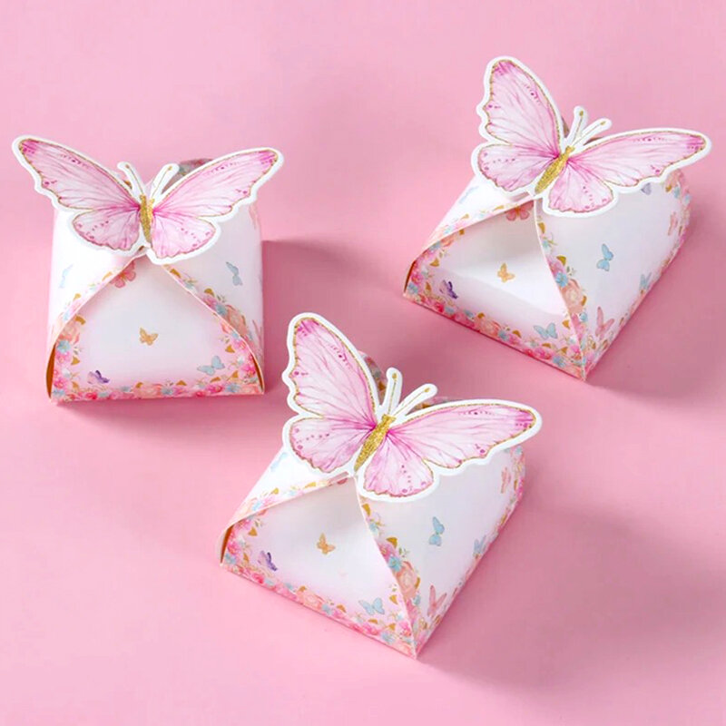 12 pz/borsa scatole di caramelle a farfalla matrimonio festa di compleanno Festival imballaggio scatole di carta Baby Shower bomboniere confezione regalo