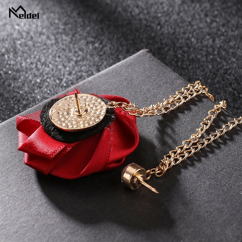 Bridegroom Boutonniere Wedding Corsage Cloth Hand-Made Rose Flower Brooch Lapel Pin Badge Tassel Chain Men's Suit Accessories