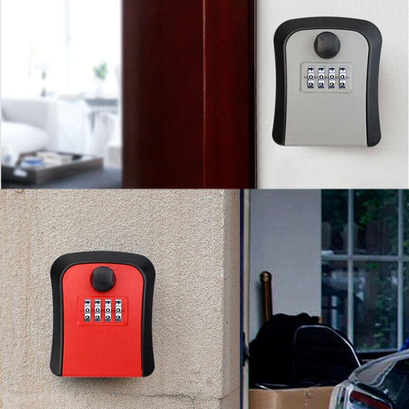 Caja fuerte de seguridad para el hogar, organizador de almacenamiento de 4 dígitos, contraseña, número, código de bloqueo, sin llave, montado en la pared