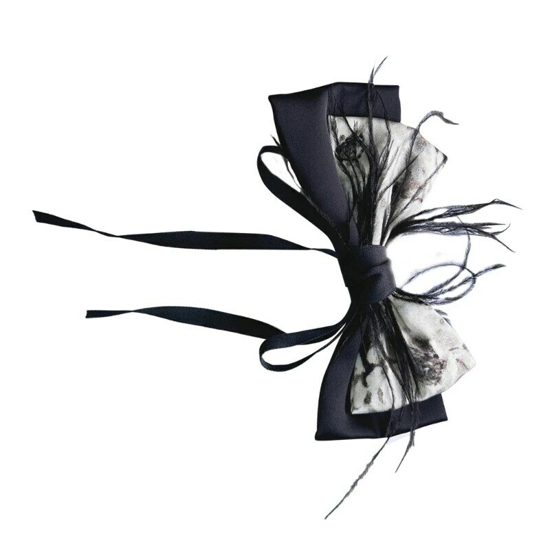 Изящный галстук-бабочка с воротником и винтажной лентой из перьев, винтажные булавки, аксессуары для самостоятельного Прямая
