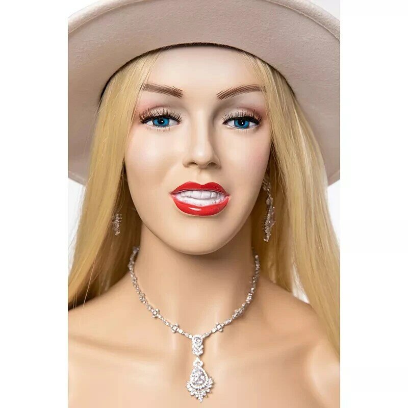 Cabeza de maniquí con hombro para exhibición de sombreros, cabeza de maniquí femenina con hombro para exhibición de maquillaje de joyas de peluca, H12