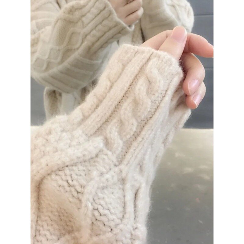 Cardigã de tricô casual com decote em v feminino, suéteres de manga comprida, suéter solto de peito único monocromático, moda diária, N27