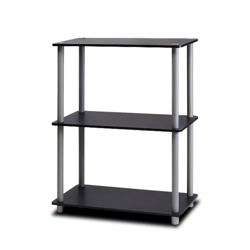 Durable 23.6 W x 11.6 D x 29.5 H 3-Shelf Freestanding Shelving Unit, Black and Gray