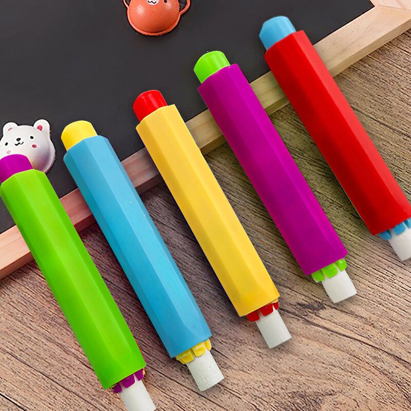 Soporte de tiza para lápices de colores Pastel con estuche de almacenamiento, Clip de mantenimiento, limpio, Vintage, niño