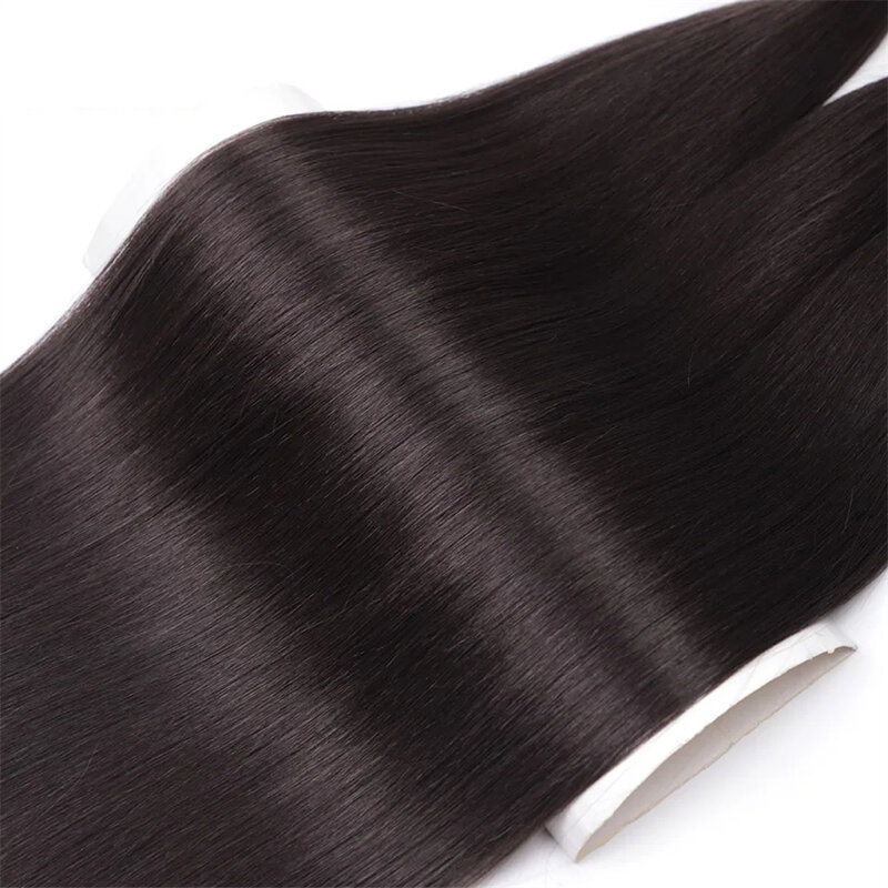 Bundel rambut poni lurus Ariel 28 inci ekstensi rambut Crochet kepang sintetis Ombre coklat ekstensi rambut Crochet lembut