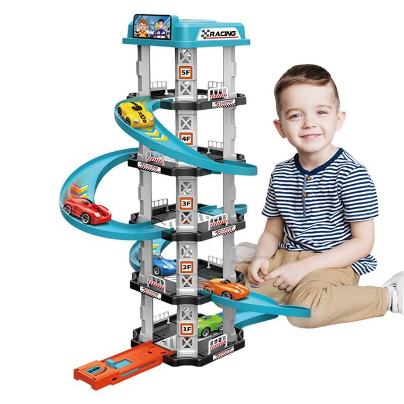 幼児用レーシングトラック,レースカースロープ,モンテッソーリ玩具,1〜3,2つの車