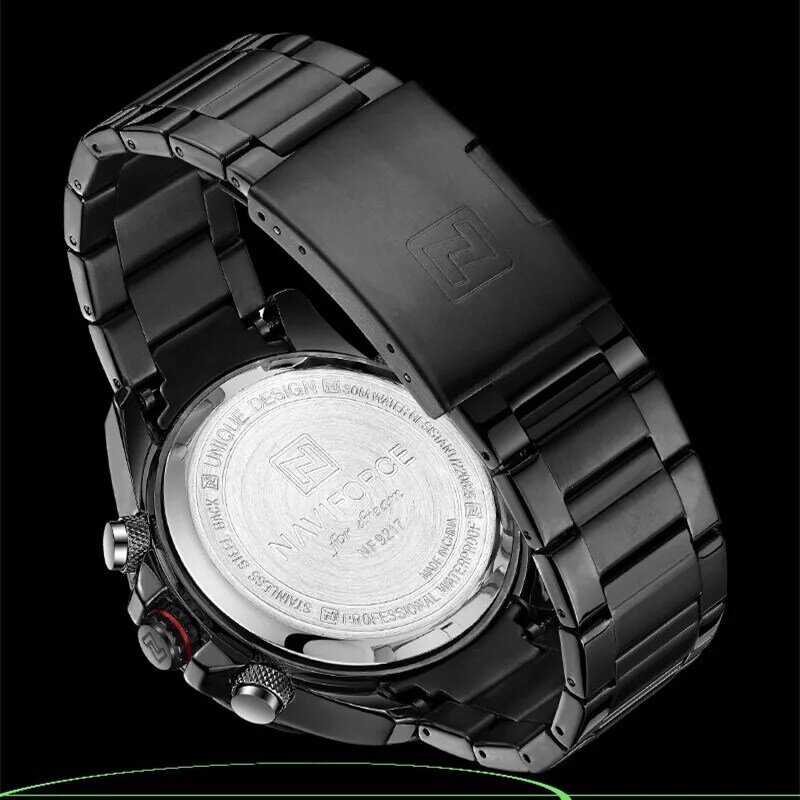 NAVIFORCE modne zegarki męski świecący cyfrowy Alarm na dzień i wyświetlanie daty skórzany wodoodporny męski zegarek Relogio Masculino