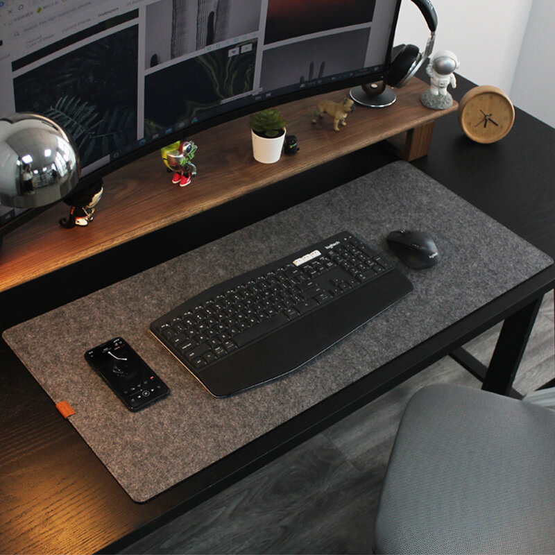 Alfombrilla de ratón de fieltro de lana de gran tamaño, Protector de escritorio para ordenador de oficina, cojín para mesa de ordenador portátil, alfombrilla antideslizante para teclado, accesorios para juegos