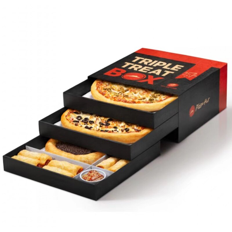Produk disesuaikan kelas makanan trestaurant dapat disesuaikan tiga lapisan kotak Pizza bergelombang 32x32x4