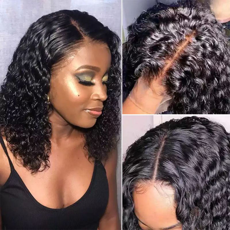 Парик из натуральных волос для чернокожих женщин, короткие вьющиеся волосы в бразильском стиле, 4 × 4, волнистые, 13 х4