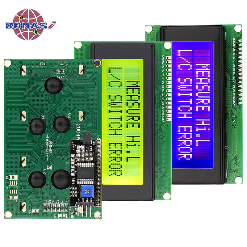 Arduino用LCDディスプレイモジュール,シリアルインターフェイスアダプター,青と緑の画面,20x4文字,lcd2004,i2c,hd4780,2004a